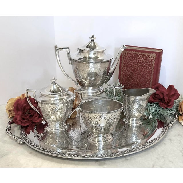 Antique Simpson Hall & Miller Treble Plate Tea and Coffee Set - 4 Piece Set For Sale - Image 4 of 9
