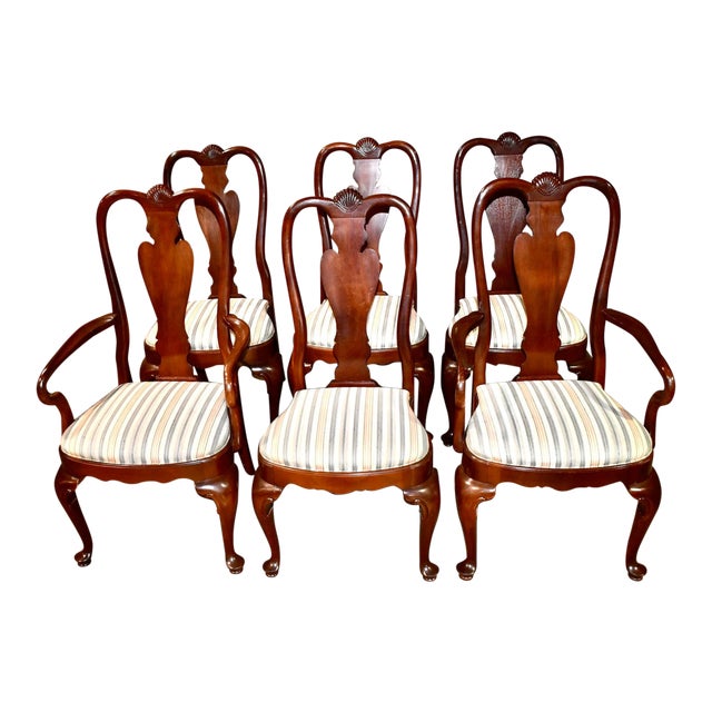 1980s Ethan Allen Queen Anne Style Mahogany Dining Chairs ...