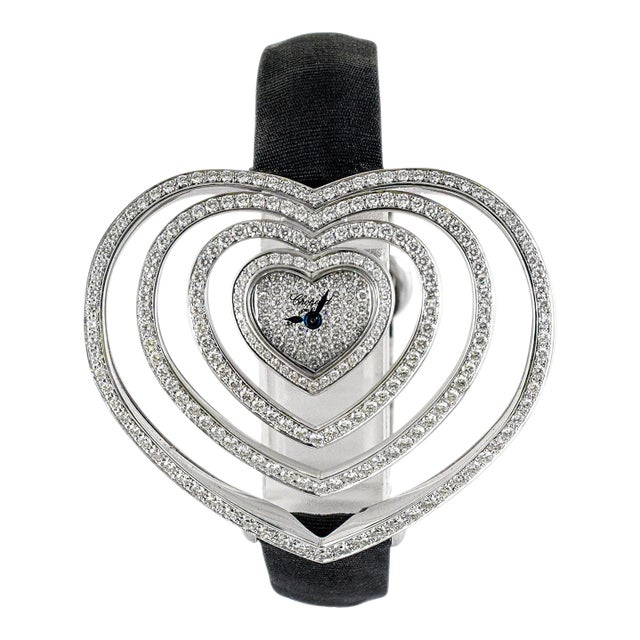 Ladies Chopard Heart Shaped Diamond 13/7172-20 48mm 18k White Gold Watch For Sale