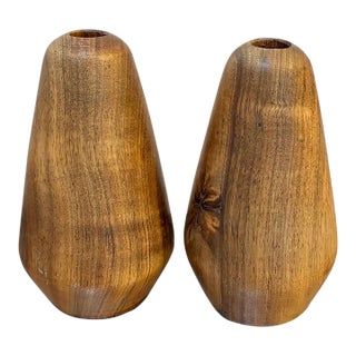 1960s Danish Modern Teak Egg Candle Holders For Sale