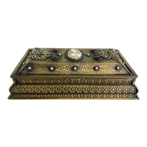 Early 20th Century Moorish Revival, Bejeweled Bronze Trinket Box