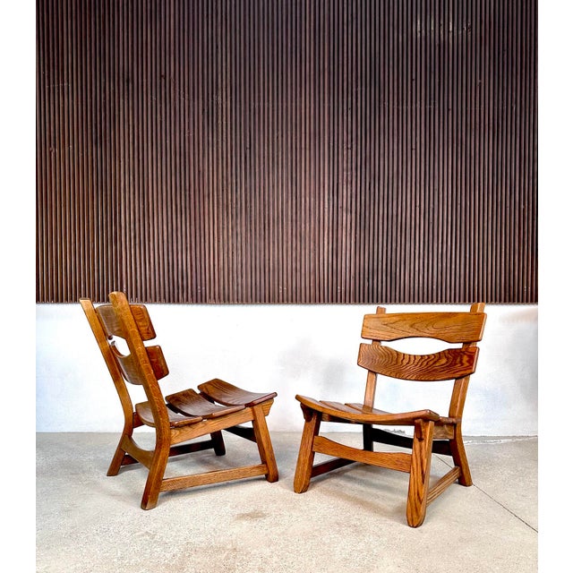 1960s Set of Fireplace Chairs in Oak by Awa Almelo for Awa Meubelfabriek, Netherlands, 1960s For Sale - Image 5 of 18