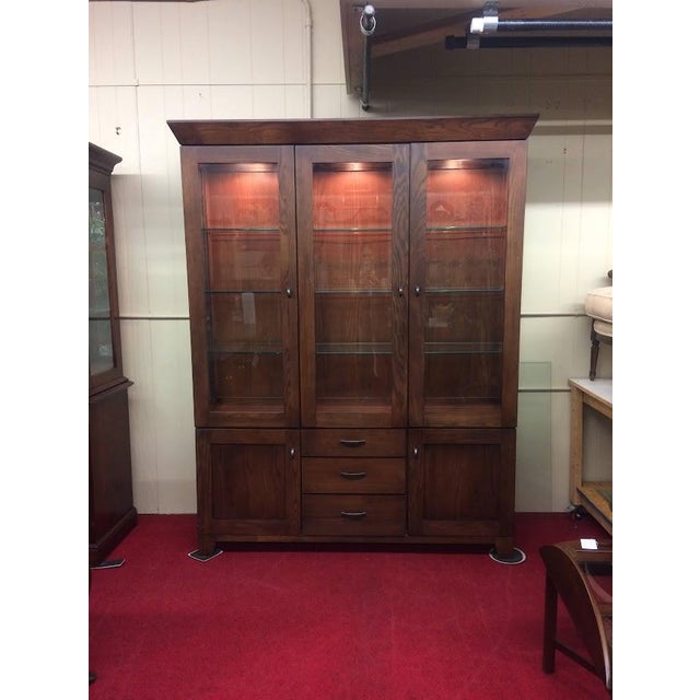 Brown Vintage China Cabinet, Ethan Allen Furniture For Sale - Image 8 of 8