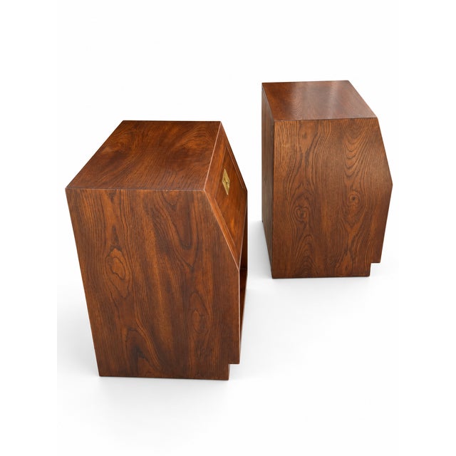 Campaign Pair of Vintage Henredon Campaign-Style Nightstands, Attributed For Sale - Image 3 of 9