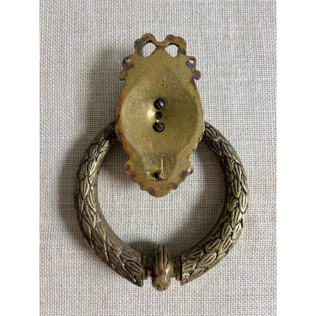 Antique Cast Bronze French Neoclassical Laural Wreath Door Knocker For Sale - Image 4 of 4