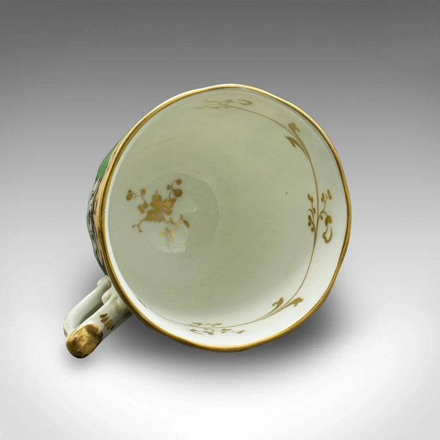 1850s Victorian Set of 4 English Antique Coffee Cups, Bone China, Cup and Saucer For Sale - Image 9 of 11