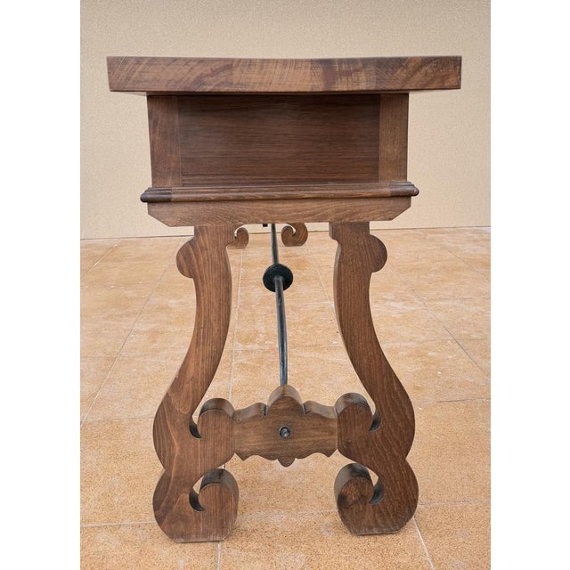 20th Century Spanish Rustic Carved Wood Console Table , 1965 For Sale - Image 9 of 12