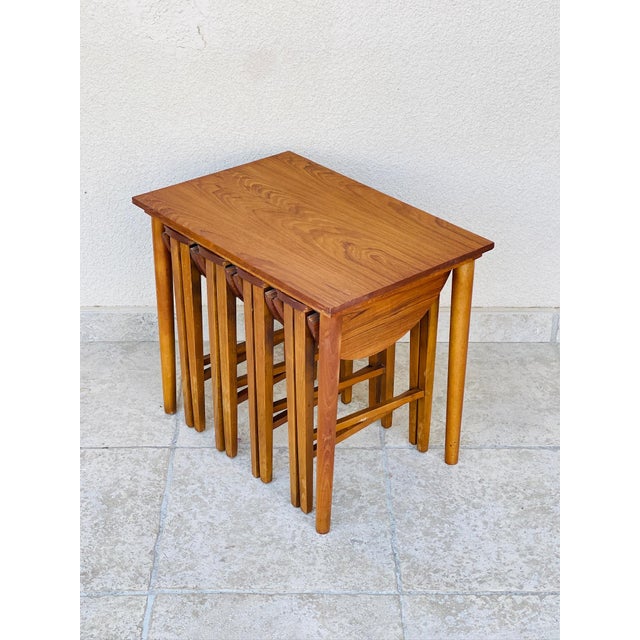Scandinavian Teak Nesting Tables, 1960s, Set of 5 For Sale - Image 4 of 12