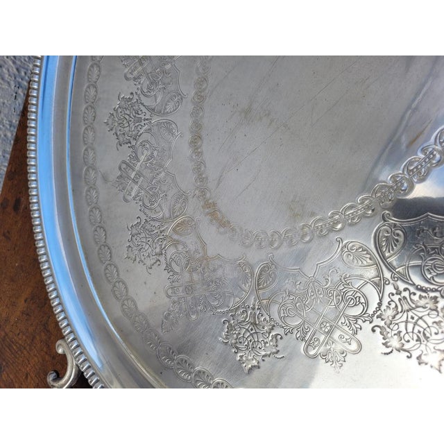 Vintage Silver Metal Tray For Sale - Image 10 of 17