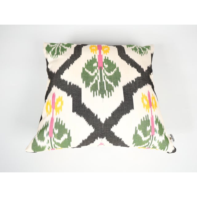 White and Black Geometric Ikat Pillow Cover For Sale - Image 11 of 13