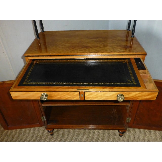 Brass Antique Regency Satinwood Secretaire Chiffonier Cabinet Attributed to Gillow C1810 For Sale - Image 8 of 10