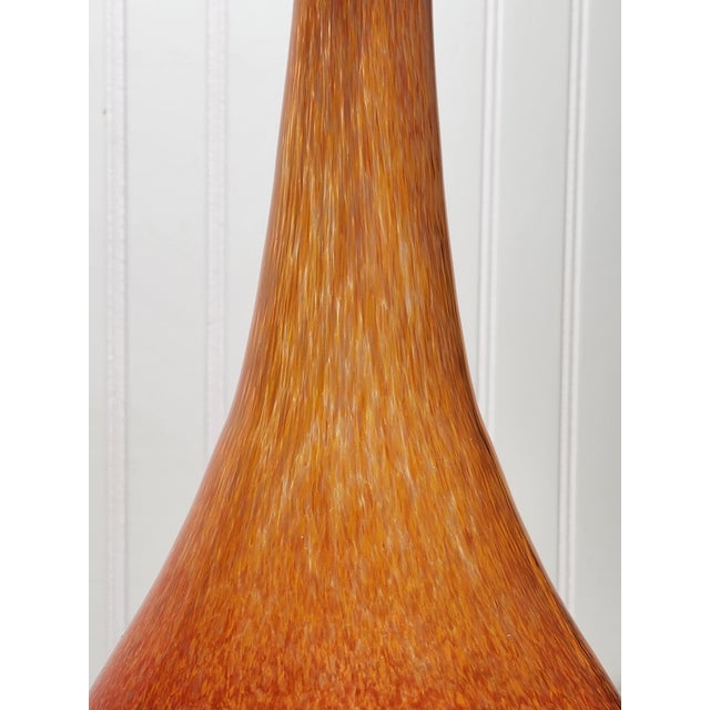Large Mid-Century Modern Hand-Blown Art Glass Vase Amber, Cream & Aubergine Rim 16” For Sale In Providence - Image 6 of 12