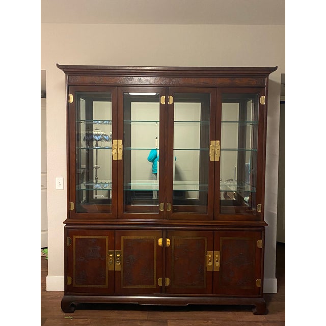 Wood 1980s Drexel Heritage Cherry Wood China Display Cabinet For Sale - Image 7 of 10