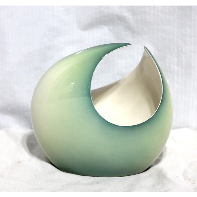 1950s Rare 1950s Torino, Italy Green Ottavio Galante (1894-1974) Ceramic Vase For Sale - Image 5 of 7