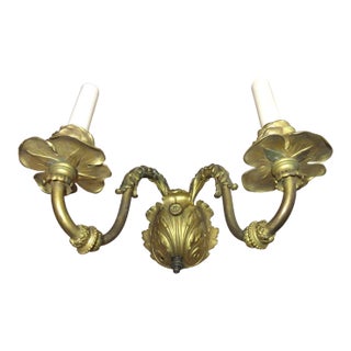 Antique Ornate Gilded Dore Bronze Brass Electric Wall Fixture Sconce For Sale