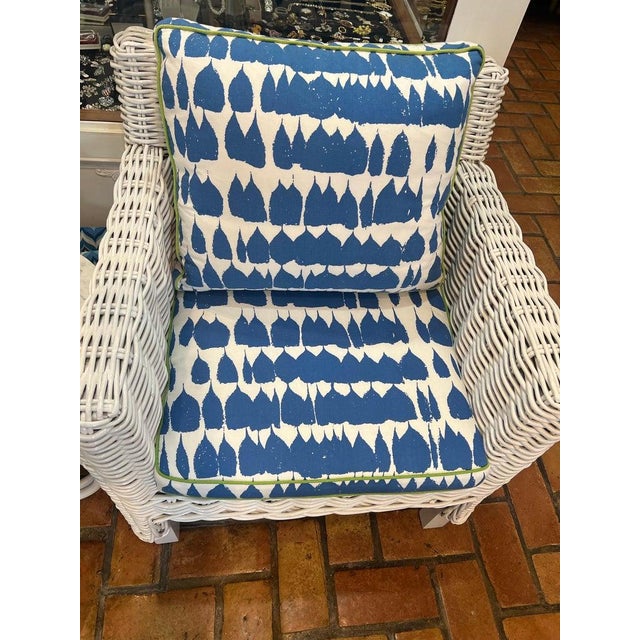 Pair of White Wicker Club Chairs For Sale - Image 15 of 18