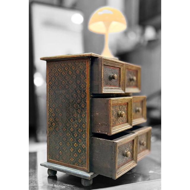 Mini Mid-20th Century Folk Art Hand-Painted Chest of Drawers For Sale - Image 9 of 10