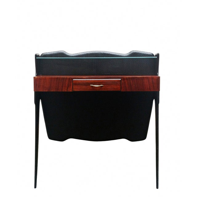 Wood Wooden Wall Console Table with Glass Shelf and Drawer from Paolo Buffa, Italy, 1950s For Sale - Image 7 of 9