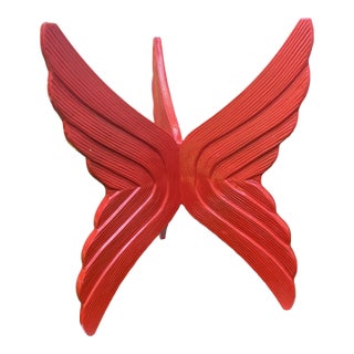 1960s Abstract Red Enamel Resin Sculpture with Sandstone Blocks For Sale