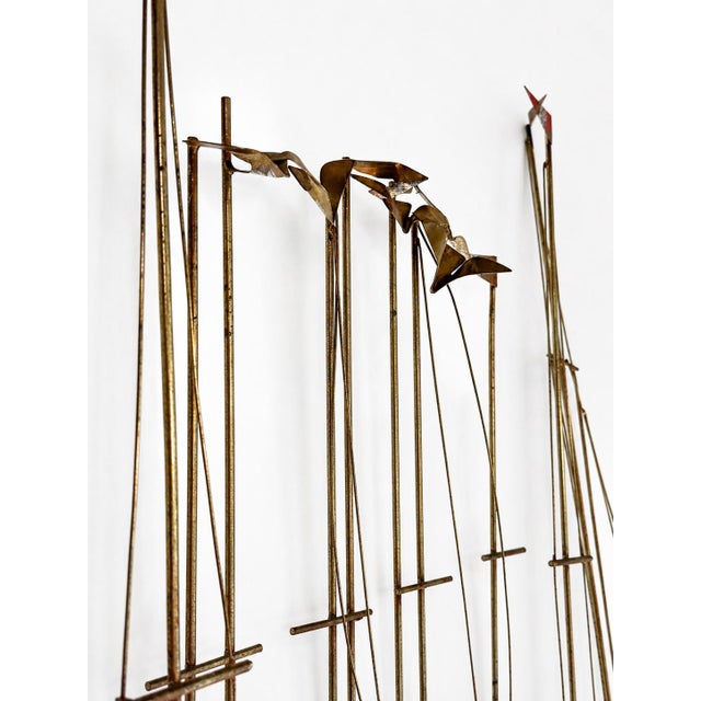 Brass Signed CurtisJeré/Artisan House Harbor Sailboats Wall Sculpture, 1979, Mid-Century Modern For Sale - Image 8 of 8