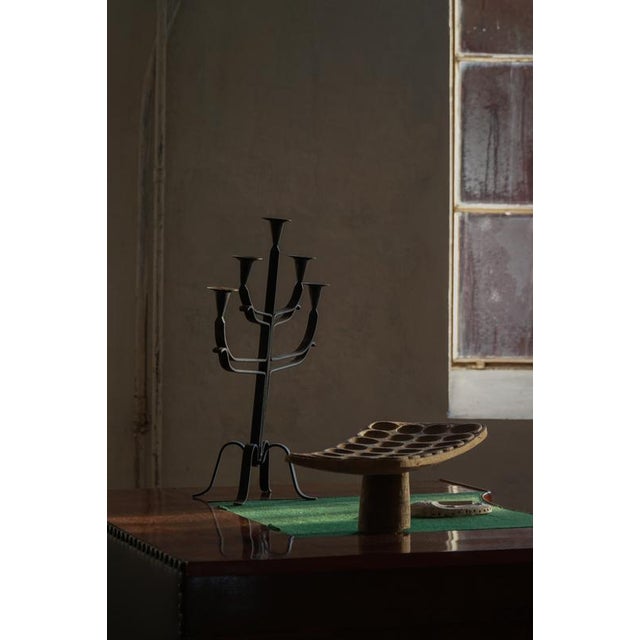 Vintage Scandinavian Brutalist Wrought Iron and Metal Candleholder, 1940s For Sale - Image 16 of 18