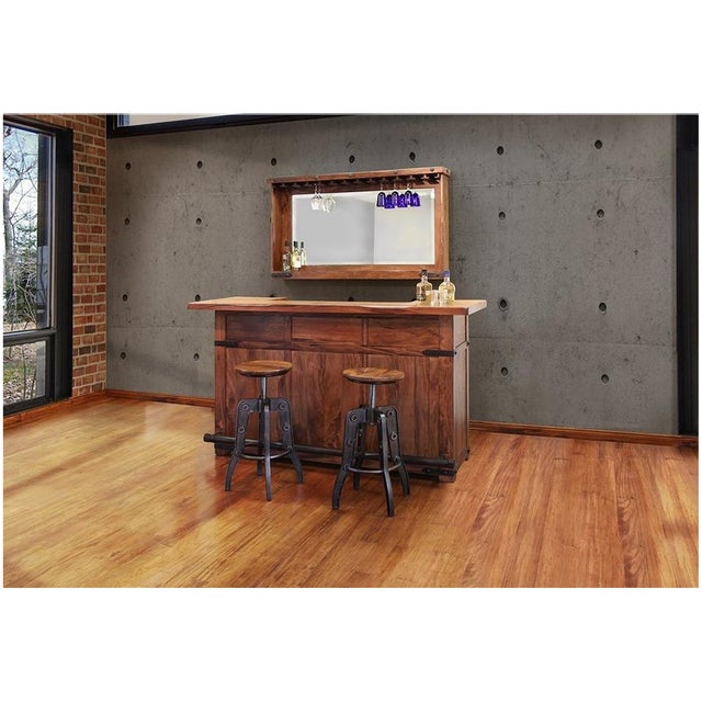 Granville Parota 76" Bar Table With Wine Rack For Sale - Image 4 of 4