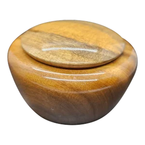 Vintage Jewelry Trinket Handcrafted Myrtlewood Box Bowl W Lid
