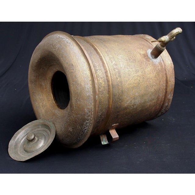 Large Antique Islamic Engraved Brass Bucket, 1920s For Sale - Image 6 of 14