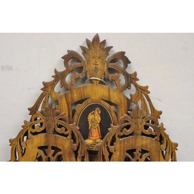 19th C Italian Sorrento Folding Marquetry Inlay Small Picture Frame Wall Mirror For Sale - Image 4 of 12