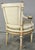 This is a stunning hand-painted cream and gold painted 19th century Sheraton armchair. Aged satin covers the seat and...