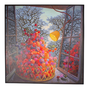2005 Acrylic on Canvas Still Life of Fruit by Alain Le Chatelier