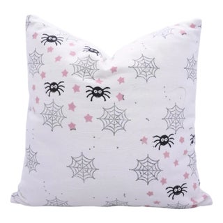 Fabdivine Spider Web Handmade Block Print Pillow Cover for Halloween Decor Size 12x20 For Sale