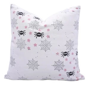 Fabdivine Spider Web Handmade Block Print Pillow Cover for Halloween Decor Size 12x20