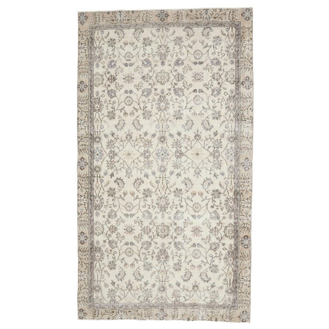 Vintage Turkish Oushak Handmade Wool Cotton Beige Area Rug For Sale - Image 11 of 11