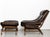 Beautiful and extremely comfortable lounge chair with matching footstool. The loose cushions are upholstered in genuine...