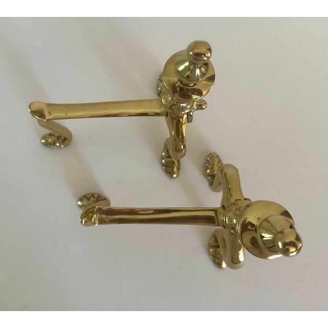 Pair of Late 19th Century Victorian Brass Fire Dogs For Sale - Image 9 of 10