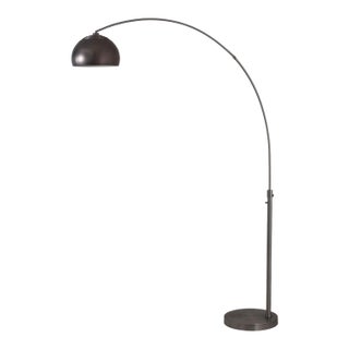 1960s Nova of California Morelli Half Dome Floor Lamps - Mid Century Modern Arc Lamp, Black Nickel Finish, Dimmable, Smart Home Compatible For Sale