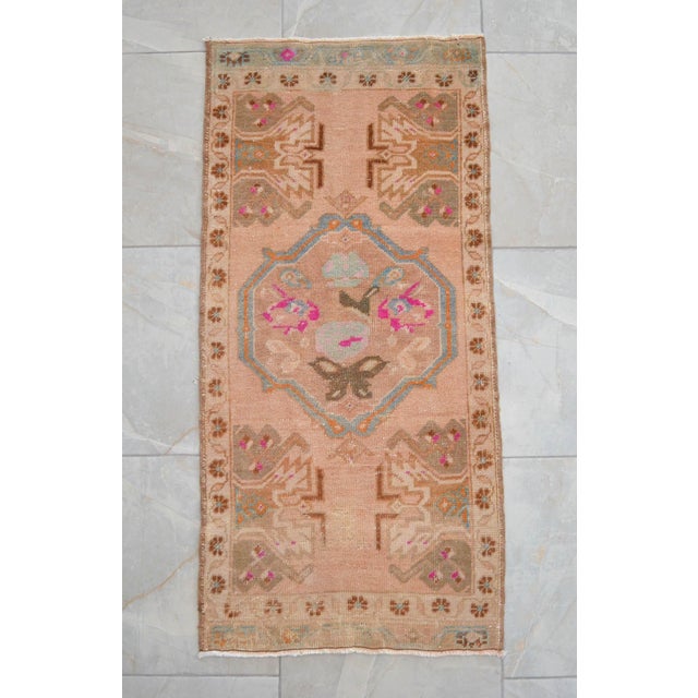 1970s Small Rug, Entryway Rug, Bath Mat, Kitchen Decor, Turkish Rug, Doormat 1'10" X 3'10" For Sale - Image 13 of 18