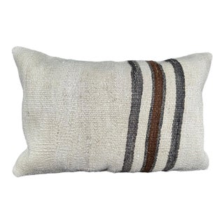 Turkish Hemp Pillow Cushion Natural Beige Brown Pillow Cushion Cover 16" x 24" For Sale