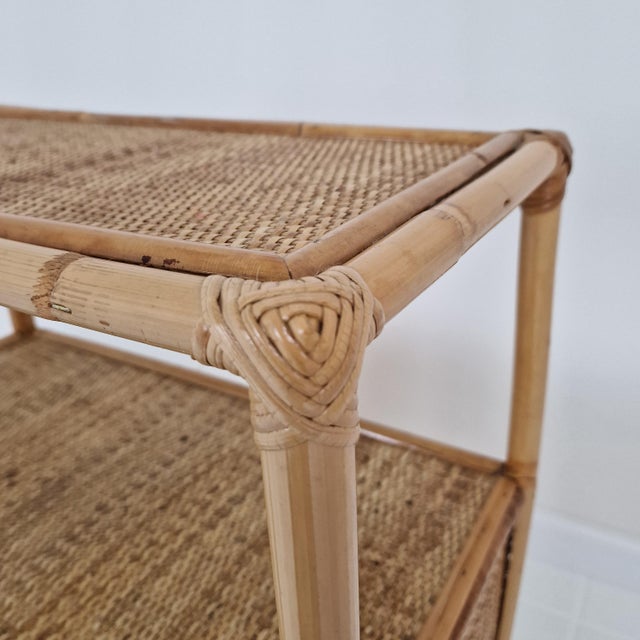Italian Bamboo and Rattan Cabinet or Bedside Table, 1980s For Sale - Image 10 of 16