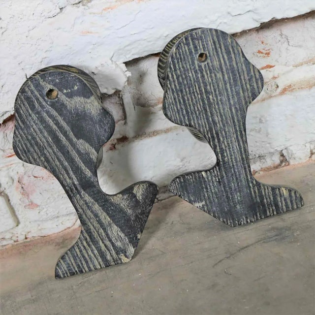 MCM to Art Deco Style Ebonized Oak Carved Female Bust Vintage Wall Sculptures, a Pair For Sale - Image 10 of 13