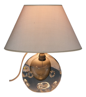 Table Lamp in Bubble Glass and Silk by Gunnar Nylund for Strömbergshyttan, 1960s