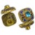Asian 24k Vermeil Cloisonné Earrings With Oval Blue Topaz, Mongolia, 1990s For Sale - Image 3 of 5