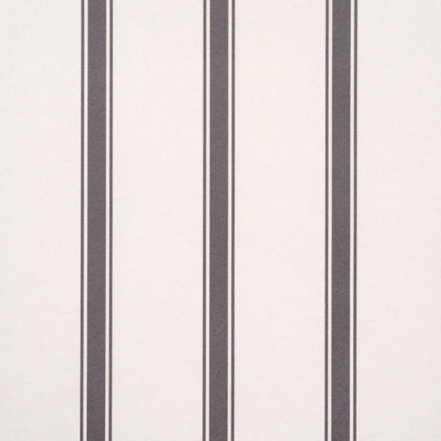 Traditional Sample - Schumacher Westerly Stripe Wallcovering In Charcoal For Sale - Image 3 of 6