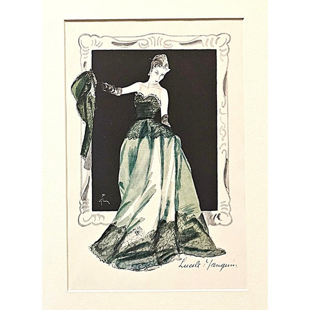 1945 Rare PAIR-Mid-Century French Evening Gowns-Rene Gruau, Matted For Sale In New York - Image 6 of 8