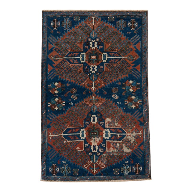 Antique Kazak Rug | Double Medallions | 3x5 For Sale