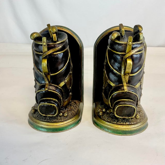 1990s 1980s Vintage Americana Boho Chic Golf Club Bag Bookends - A Pair For Sale - Image 5 of 9