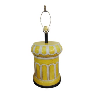 Italian Majolica Pottery Column Form Lamp For Sale