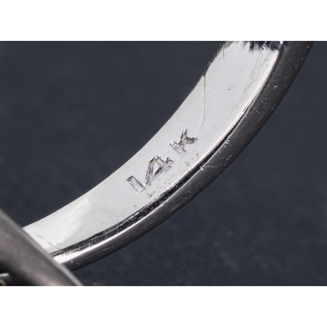 Vintage Art Nouveau Diamond Engagement 14k White Gold Anniversary Ring Size 4.25 For Sale - Image 4 of 8