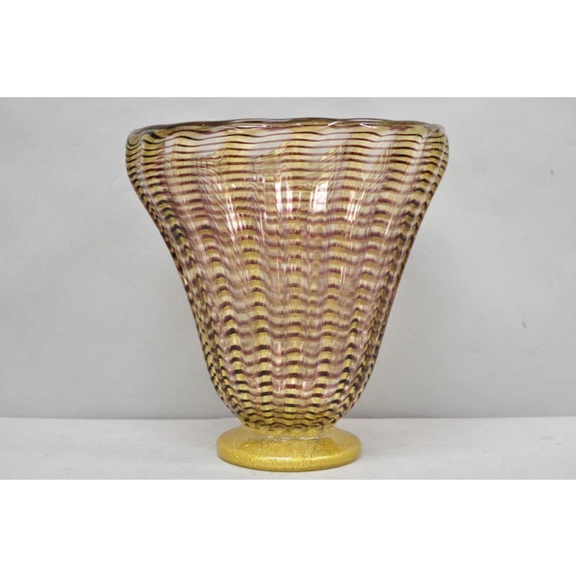 Mid 20th Century Ercole Barovier Zebrato Murano Art Glass Vase Zebrati for Ferro Toso Barovier For Sale - Image 14 of 14